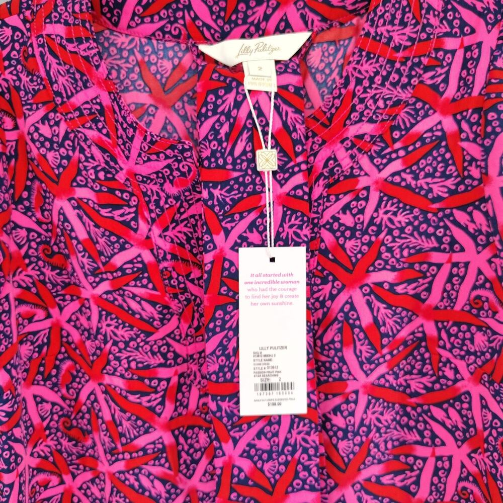 Lilly Pulitzer Womens 2 Olivine A-Line Dress Pink Coastal Resort Travel Beach
